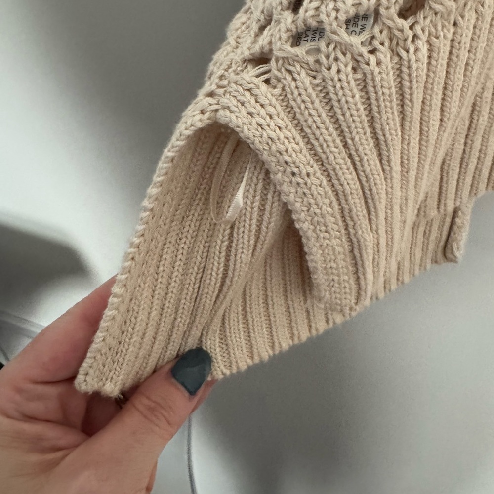 Pink Republic Cream Open-Knit Cardigan Sweater - Picture 5 of 5